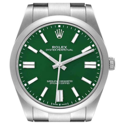 rolex grünes zifferblatt silber|Rolex oyster perpetual 41 uhr.